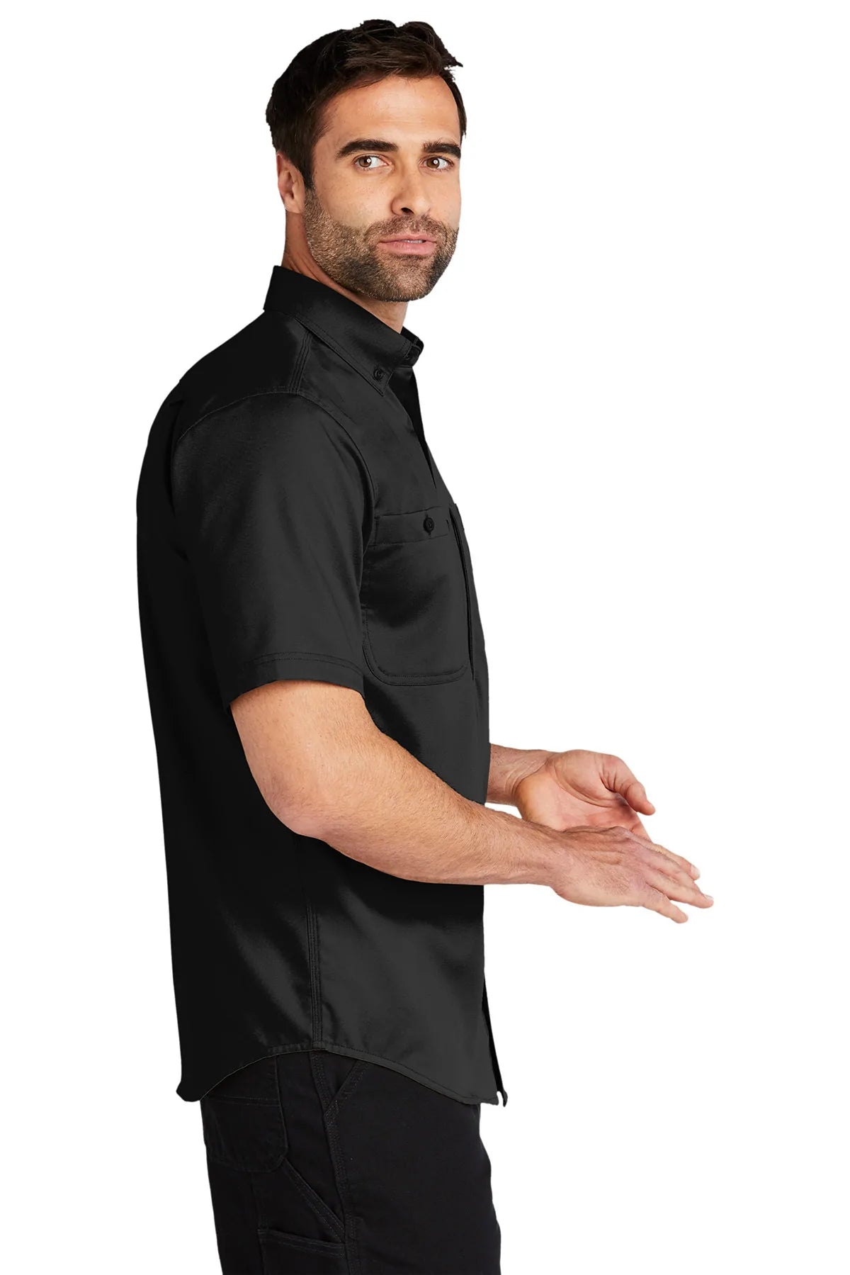 Carhartt Rugged Series Short Sleeve Work Shirt for Men - Durable Cotton T-Shirt, Black - Ideal for Construction, Outdoor Work & Casual Wear