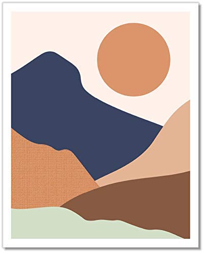 Modern Abstract Mountain Landscapes Wall Art Prints - Set of 2 Unframed (8x10) - Perfect for Living Room, Bedroom & Office Decor