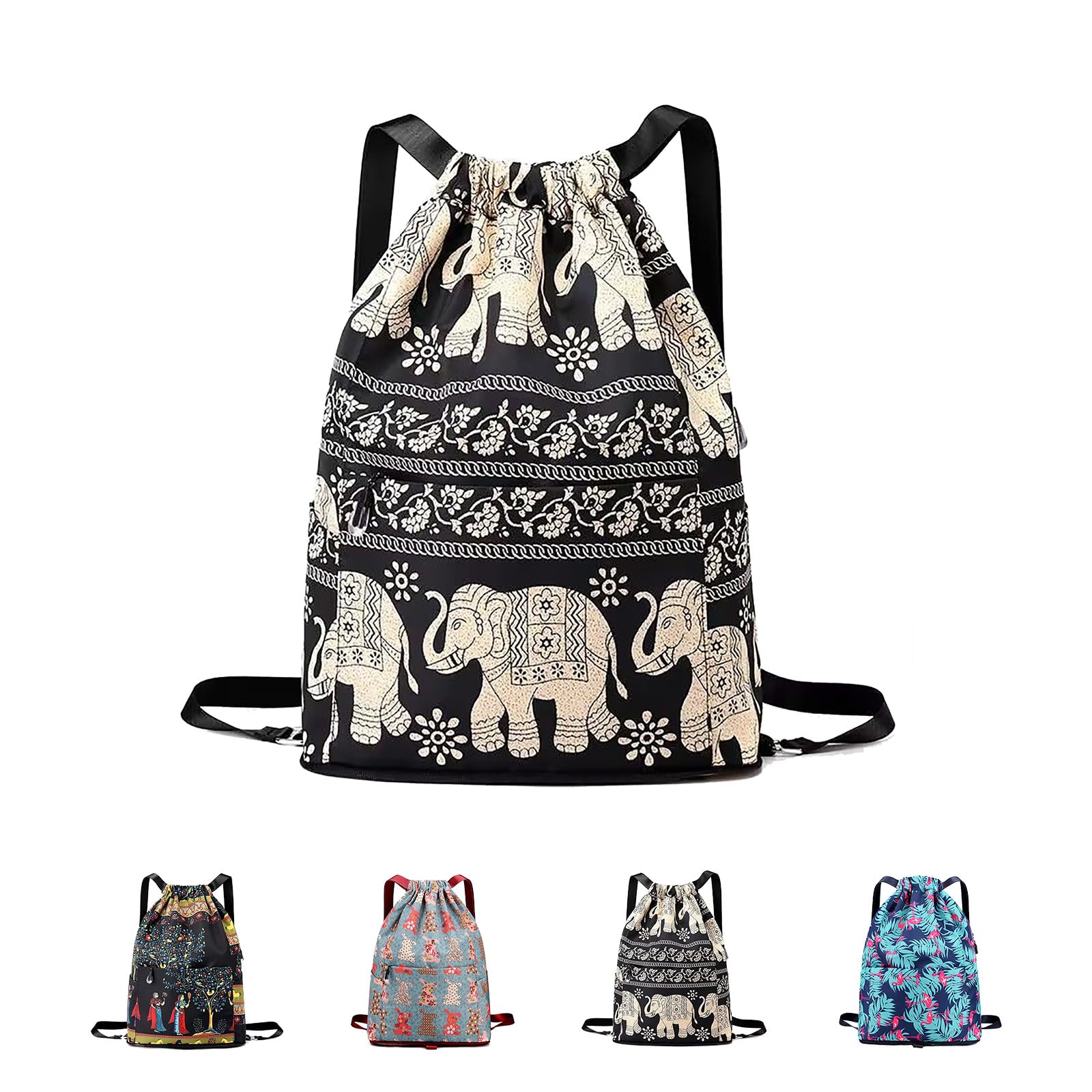 Foldable Waterproof Drawstring Backpack - Large Capacity Dry Wet Separation Sports Gym Travel Bag for Women | Perfect for Workout, Hiking, Beach & Daily Commute