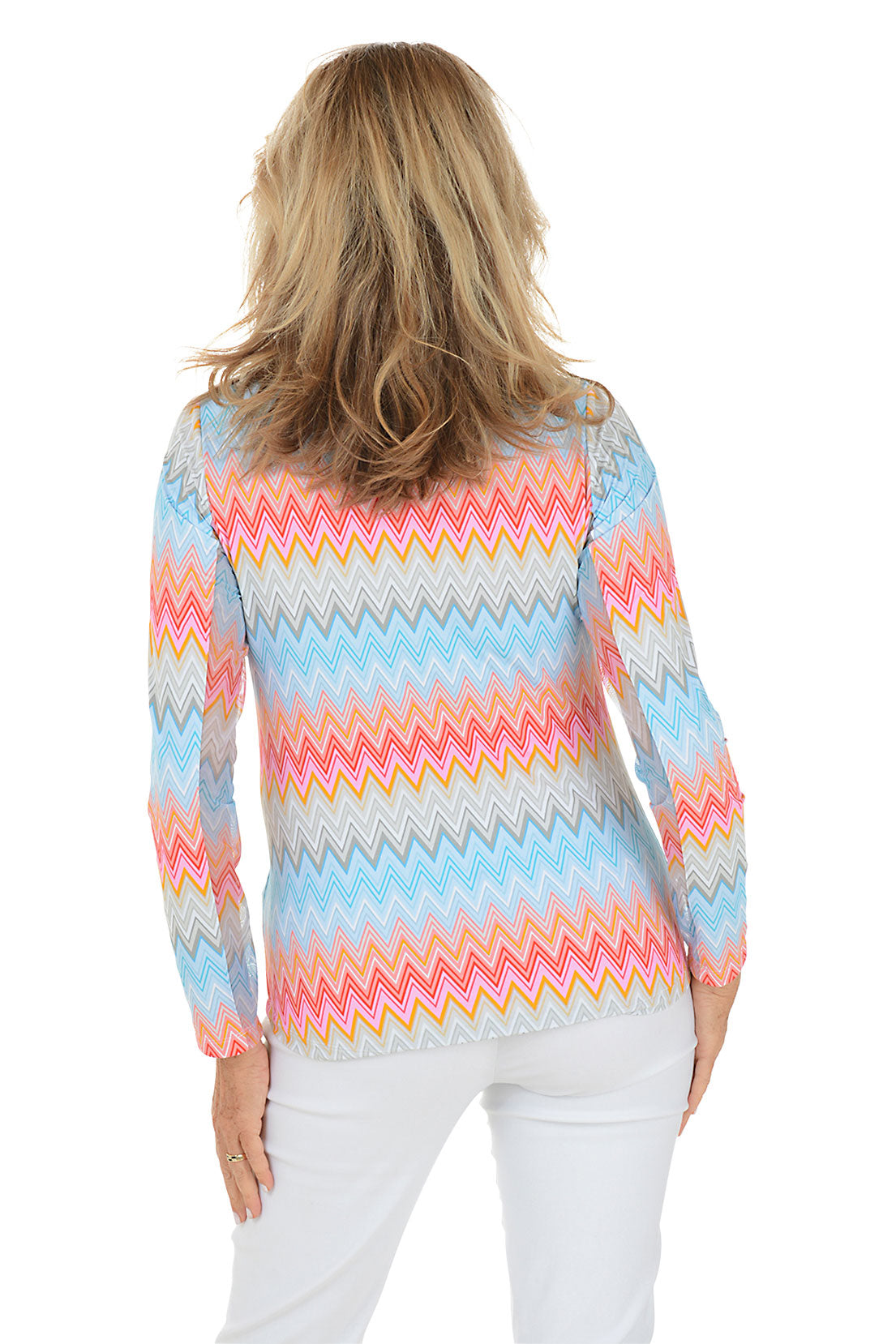 Stylish Susan Chevron UPF50+ Sun Protection Shirt in Candy Pink - Perfect for Beach, Hiking & Outdoor Activities