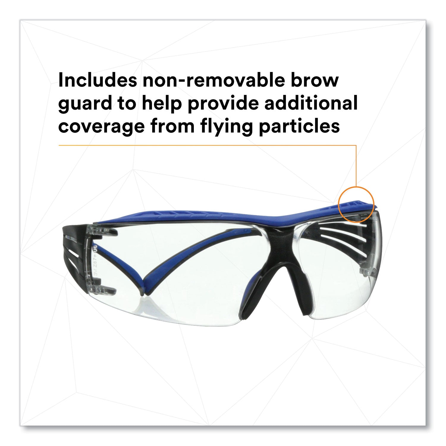 3M™ SecureFit Protective Eyewear 200 Series - Blue/Gray Plastic Frame with Clear Polycarbonate Lens - Safety Glasses for Construction, Woodworking & DIY Projects