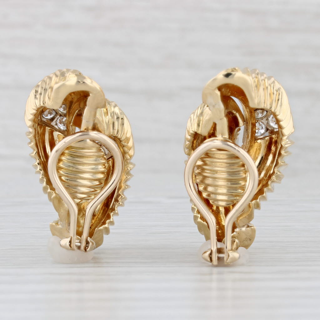0.46ctw Diamond Heart Half Hoop Earrings in 18K Yellow Gold - Clip-On Statement Drop Earrings for Women - Perfect for Valentine's Day, Anniversary Gifts & Special Occasions
