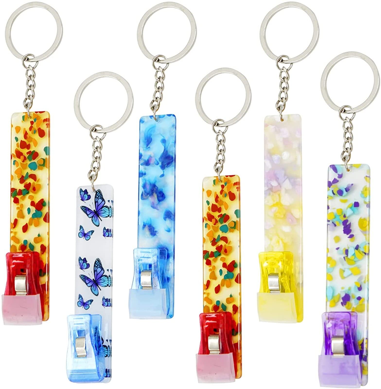 6 Pcs Plastic Card Grabber for Long Nails - Acrylic ATM Card Puller Clip Keychain for Credit & Debit Cards - Perfect for Women with Long Nails - Ideal for ATM Use, Shopping, and Wallet Organization