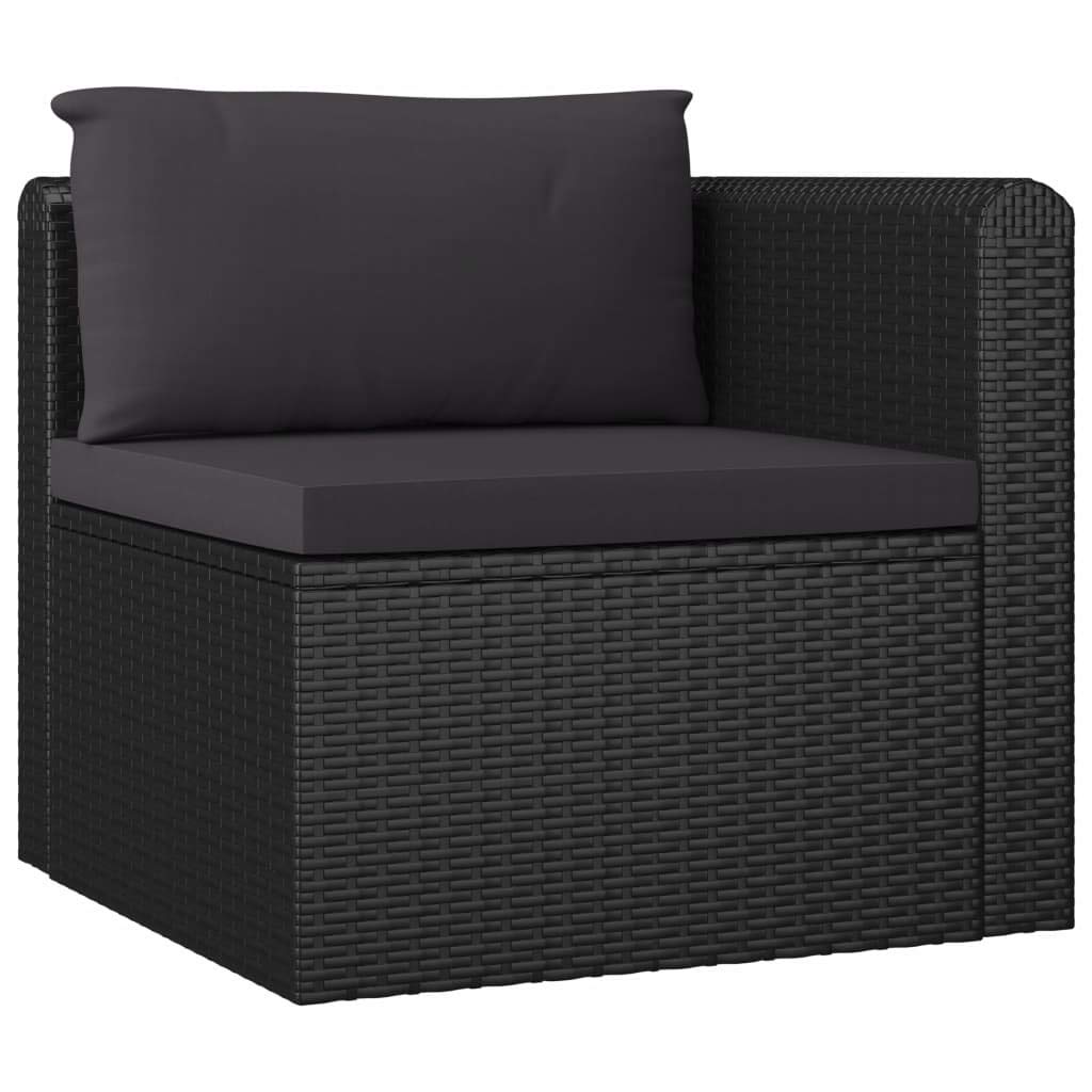 7-Piece Black PE Rattan Outdoor Patio Furniture Set with Washable Cushions - Garden, Poolside, Balcony Conversation Sofa Set - Durable Wicker Lounge Set for Backyard, Deck & Outdoor Entertaining