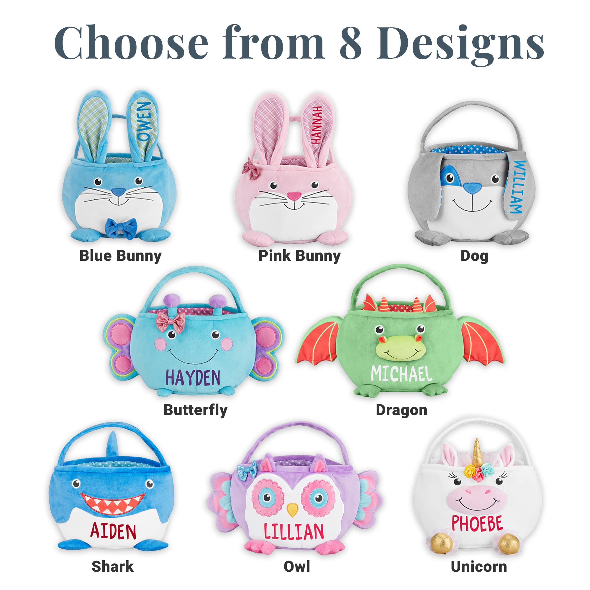 Personalized Easter Basket for Kids - Custom Name Plush Furry Critter Gift for Boys & Girls - Fillable Easter Basket with Optional Stuffers (Shark Design) - Perfect for Easter Celebrations, Birthday Gifts & Holiday Surprises