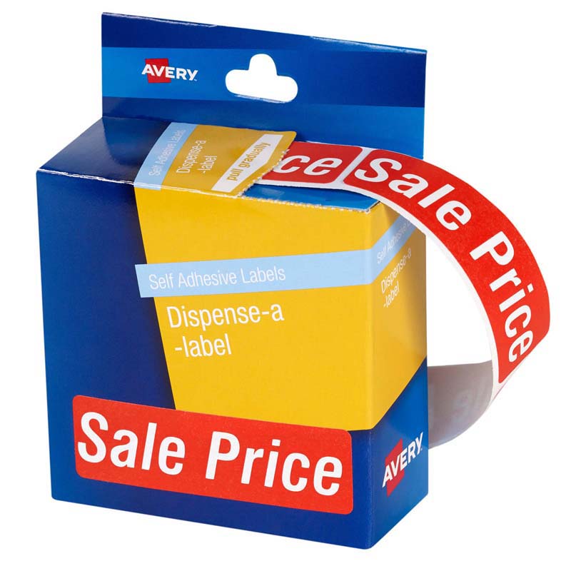 Avery 'SALE PRICE' Printed Labels Dispenser Pack - 250 Self-Adhesive Labels for Retail Pricing, Inventory & Organization - Perfect for Stores, Warehouses & Office Use