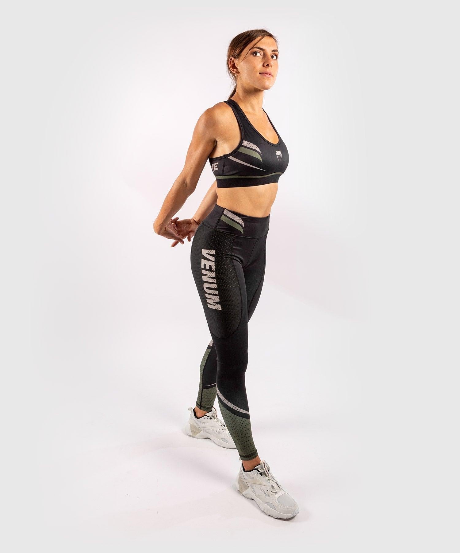 Venum ONE FC Impact Sport Bra for Women - High Support Workout & Training Sports Bra - Black/Khaki - Perfect for MMA, Boxing, Fitness & Active Lifestyle