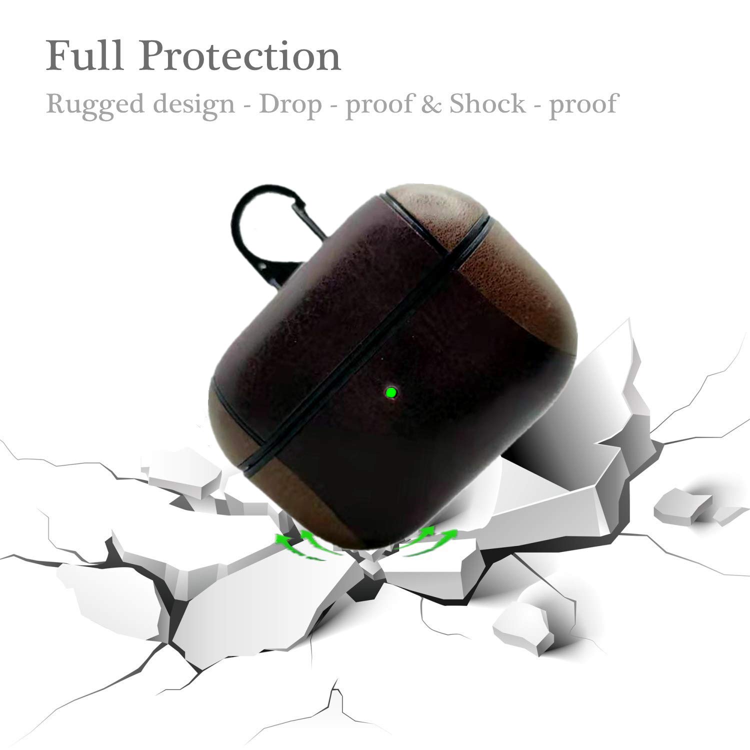 Premium Leather Case for AirPods Pro & AirPods 3 (3rd Gen) - Shockproof, Dustproof Cover with Keychain & Wireless Charging Support | Perfect for Travel, Gym & Daily Use - Coffee Brown