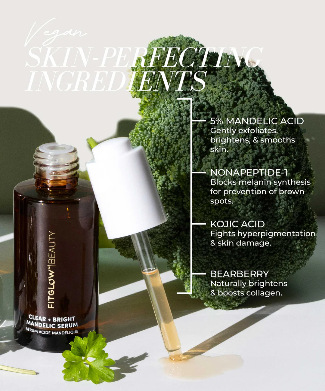 Clear + Bright Mandelic Acid Serum Drops for Acne & Hyperpigmentation - Brightening Facial Treatment for Glowing Skin | Perfect for Nighttime Skincare Routine