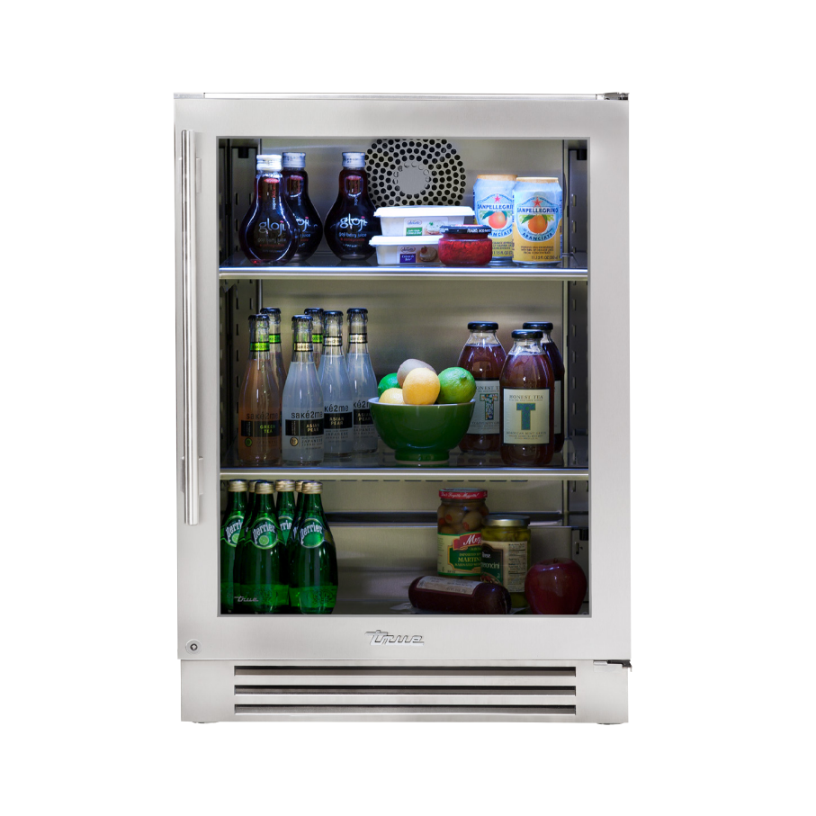 True Residential 24-Inch Undercounter Refrigerator with Glass Right Hinge Door - Perfect for Home Bars, Kitchen Islands, and Small Spaces