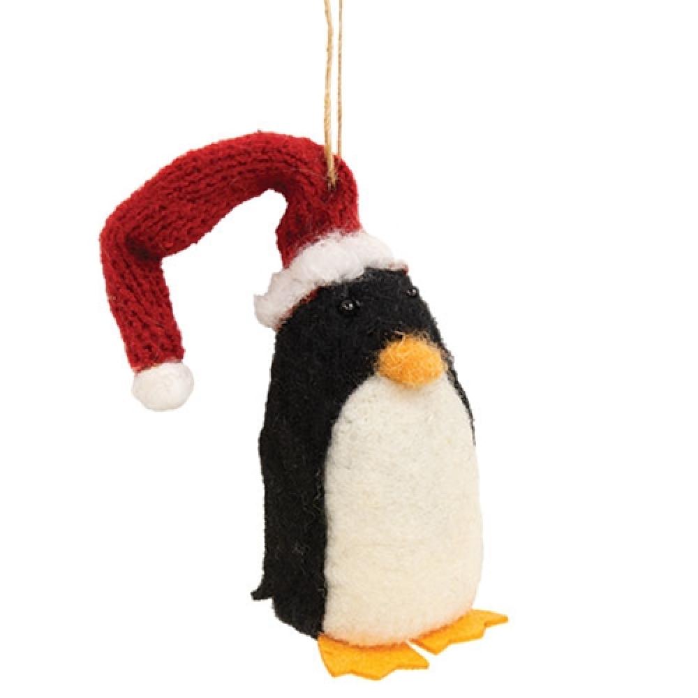 Festive Felt Santa Hat Penguin Christmas Ornament - Handmade Holiday Decor for Tree, Gift, and Mantel