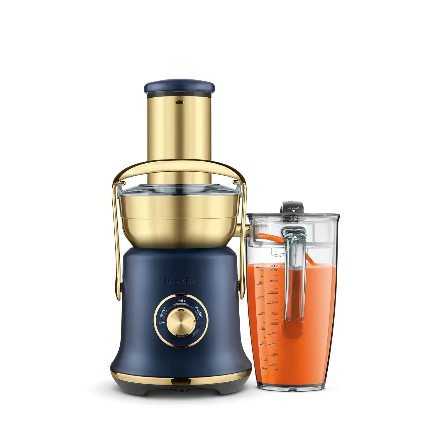 Breville Juice Fountain Cold XL Juicer - High Speed Commercial Grade Juicer with Cold Spin Technology, Extra Large Feed Chute, 1000W Motor (Damson Blue/Brass) - Perfect for Home, Restaurant & Juice Bar Use