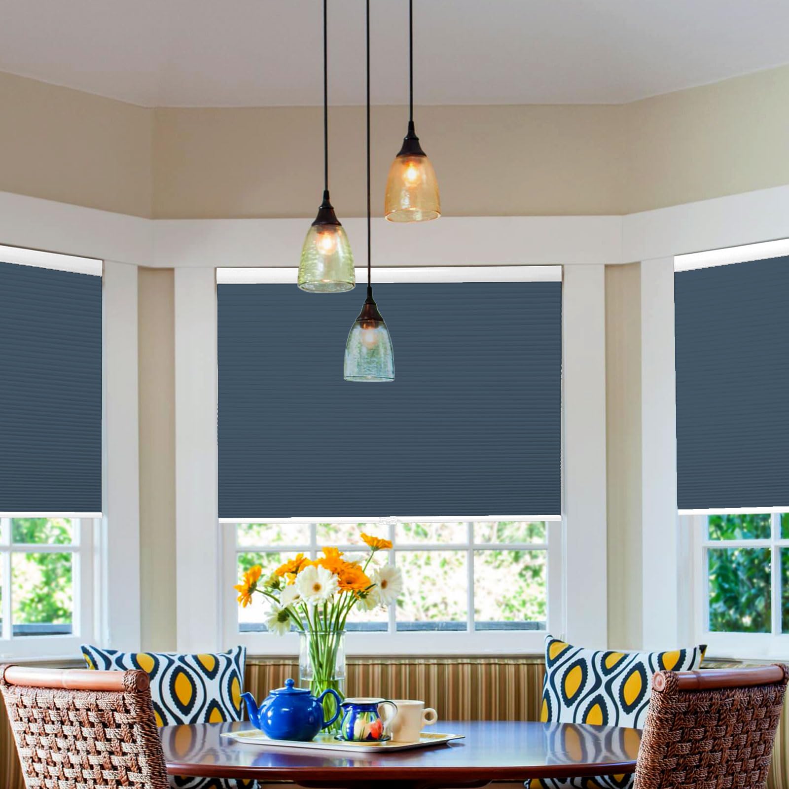 29 x 64 Inch Blackout Cellular Shades - Cordless Honeycomb Blinds for Windows & Doors | Easy Installation & Cleaning | Room Darkening & Privacy | Perfect for Bedrooms, Nurseries & Home Offices (Blackout Blue)