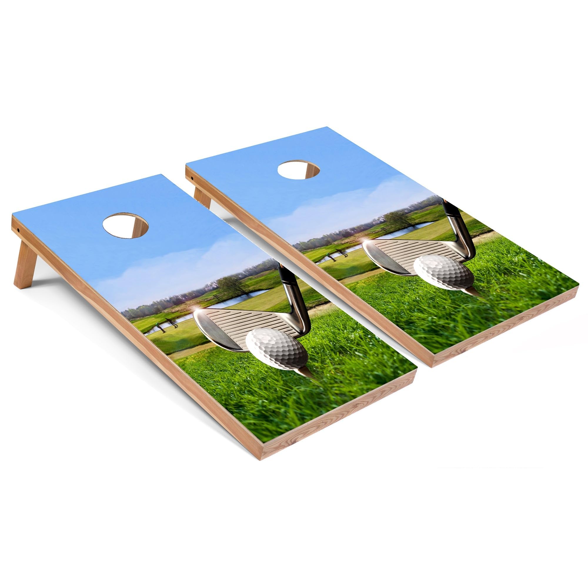 Regulation 2x4 Corn Hole Board Game Set for Golf Course - Includes 2 Boards, 8 Bean Bags & Carrying Case | Perfect for Backyard Parties, Tailgating & Outdoor Events