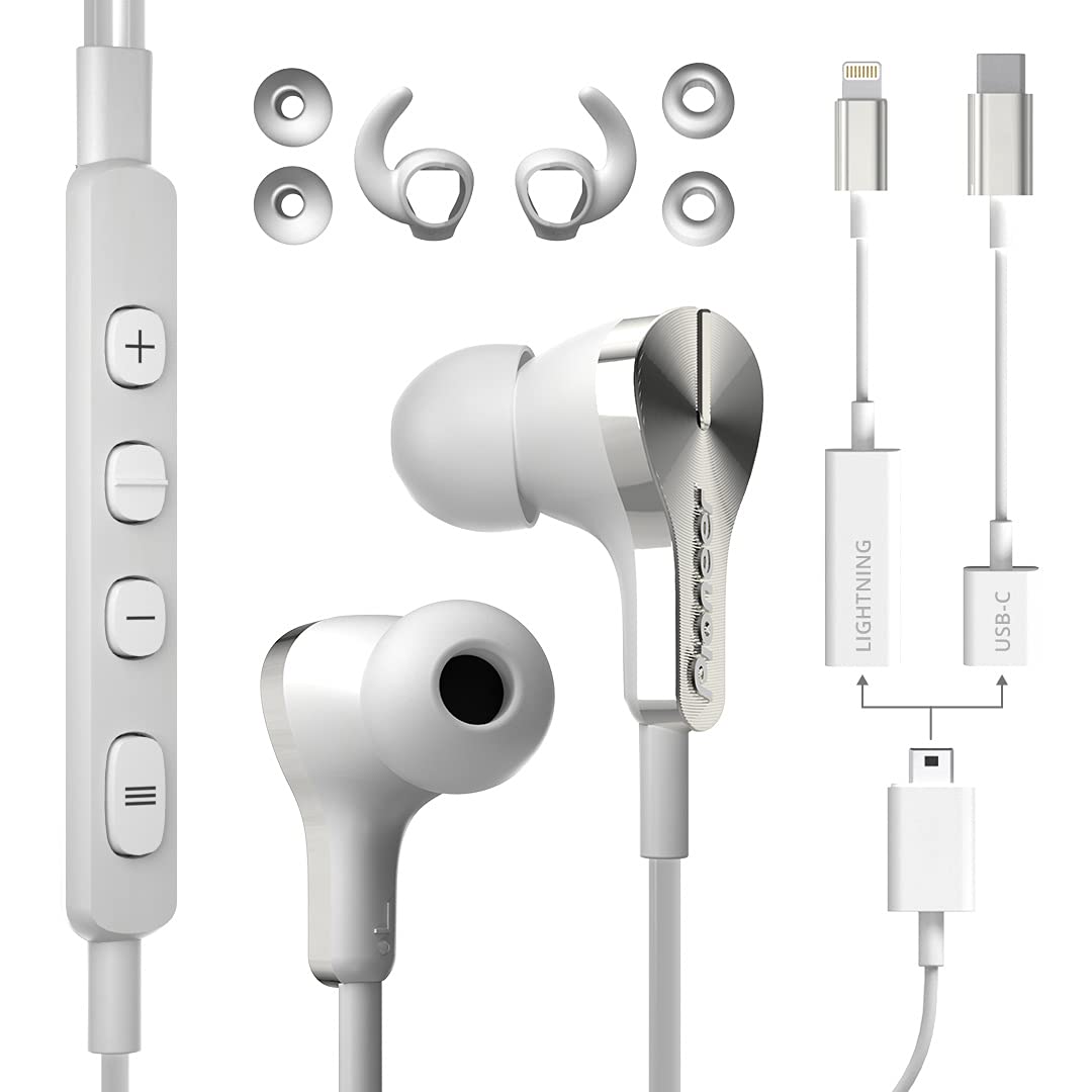 RAYZ Pioneer Pro USB-C & Lightning Wired Headphones with Active Noise Cancelling, Built-in Mic & Volume Control - Compatible with iPhone, Mac, iPad, Android, Nintendo Switch & Google Pixel - Perfect for Gaming, Travel & Work - Ice