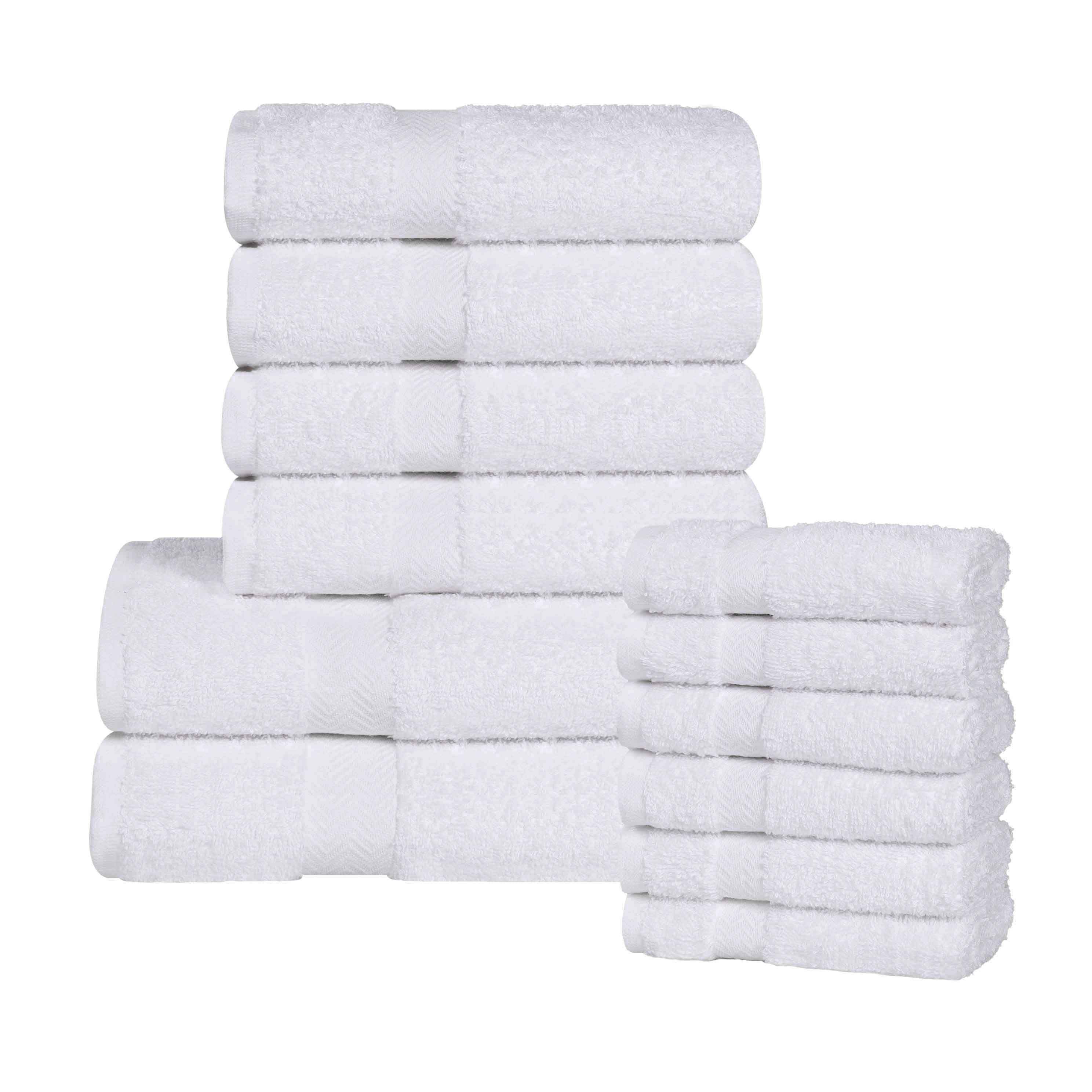 Franklin 100% Cotton Eco-Friendly Bath Towel Set - 12 Piece Soft Absorbent Towels for Bathroom, Spa & Gym Use