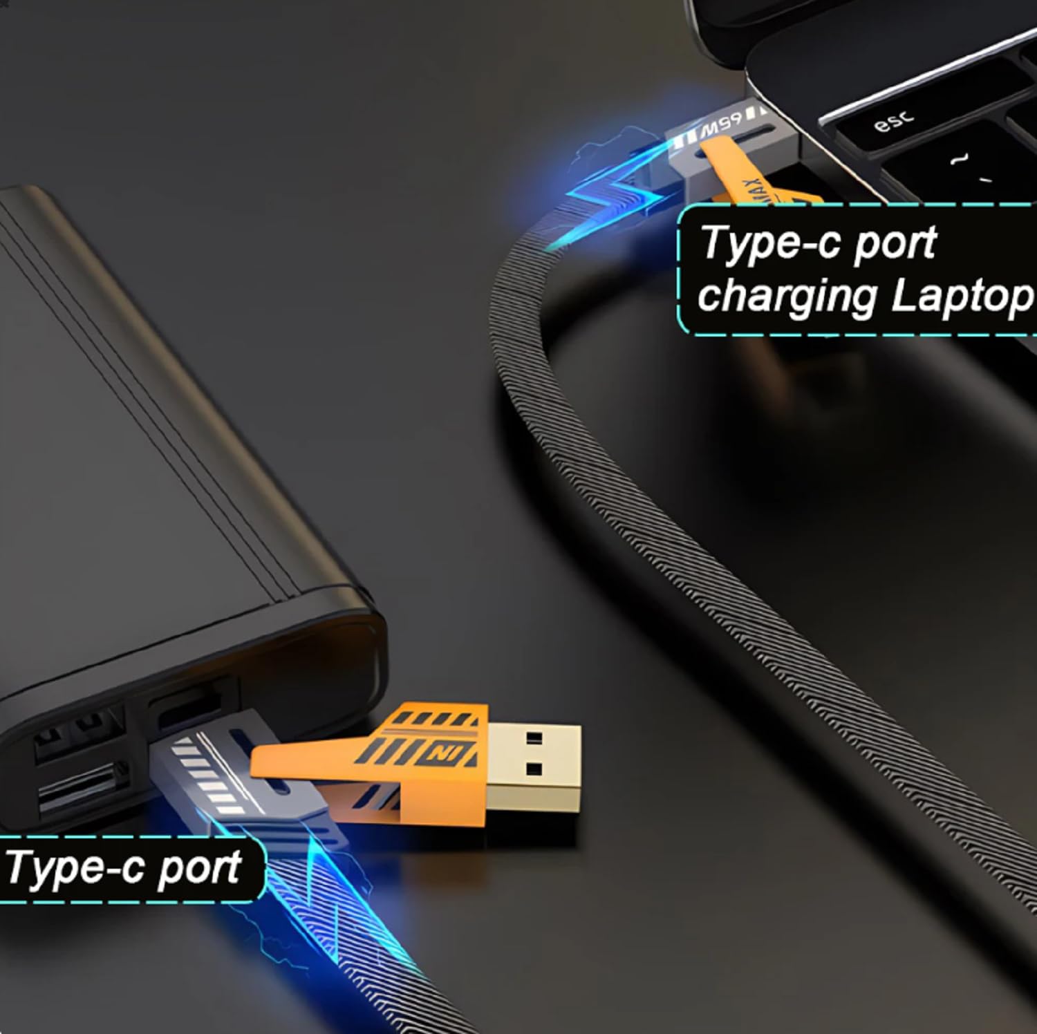 4-in-1 Fast Charging Cable 65W - USB C to Lightning & USB A to USB C Multi-Port Charger Compatible with iPhone 16 Pro Max/15/14/13 & Samsung S25 Ultra - 1.2M Data Sync Cable for Home, Office & Travel Charging