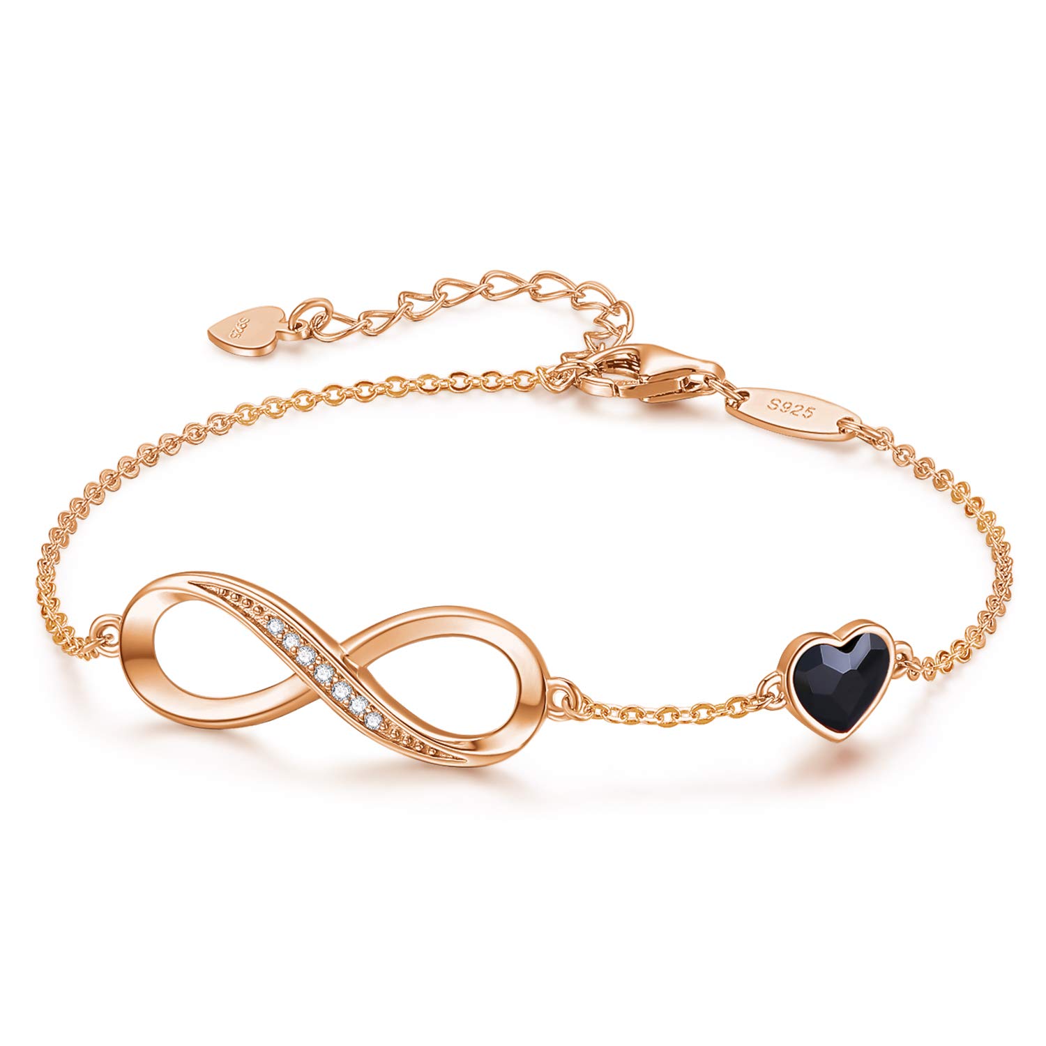Infinity Heart Charm Bracelet for Women - 925 Sterling Silver & Stainless Steel Adjustable Jewelry - Perfect Gift for Anniversary, Mother's Day, Birthday - Romantic Present for Wife, Mom, Girlfriend - Ideal for Date Nights, Special Occasions & Everyday Wear