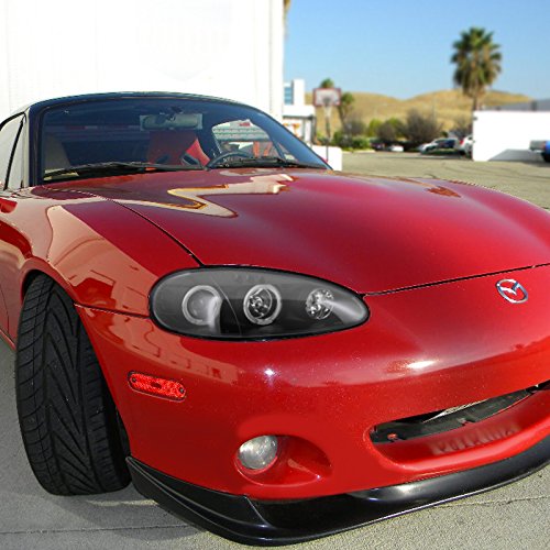 SPEC-D TUNING LHP-MX501JM-TM Black Halo LED Projector Headlights for Mazda Miata MX5 (1990-2005) - High Performance Aftermarket Headlights for Night Driving & Car Upgrades