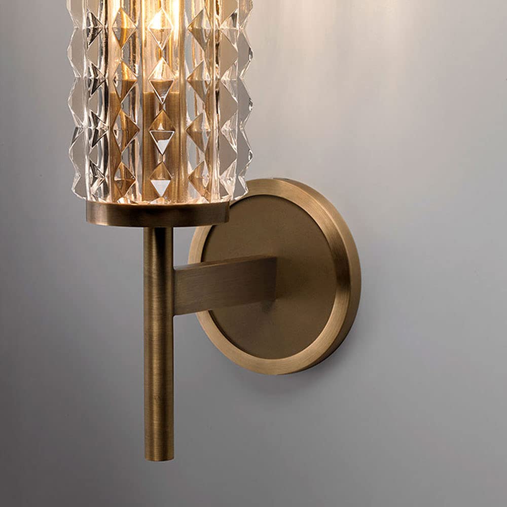 Nordic Style Glass Crystal Wall Sconce Lighting Fixture - Gold E14 Geometric Semi-Flush Mount Lamp for Living Room, Bedroom, Hallway & Hotel Decor | Modern Wall Lighting for Ambient & Accent Illumination