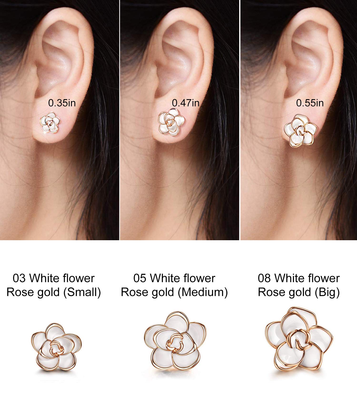 AllenCOCO Hypoallergenic Rose Flower Stud Earrings for Women - Nickel Free Sensitive Ear Jewelry in Gold & Silver | Perfect for Valentine's Day, Anniversary Gifts & Everyday Wear