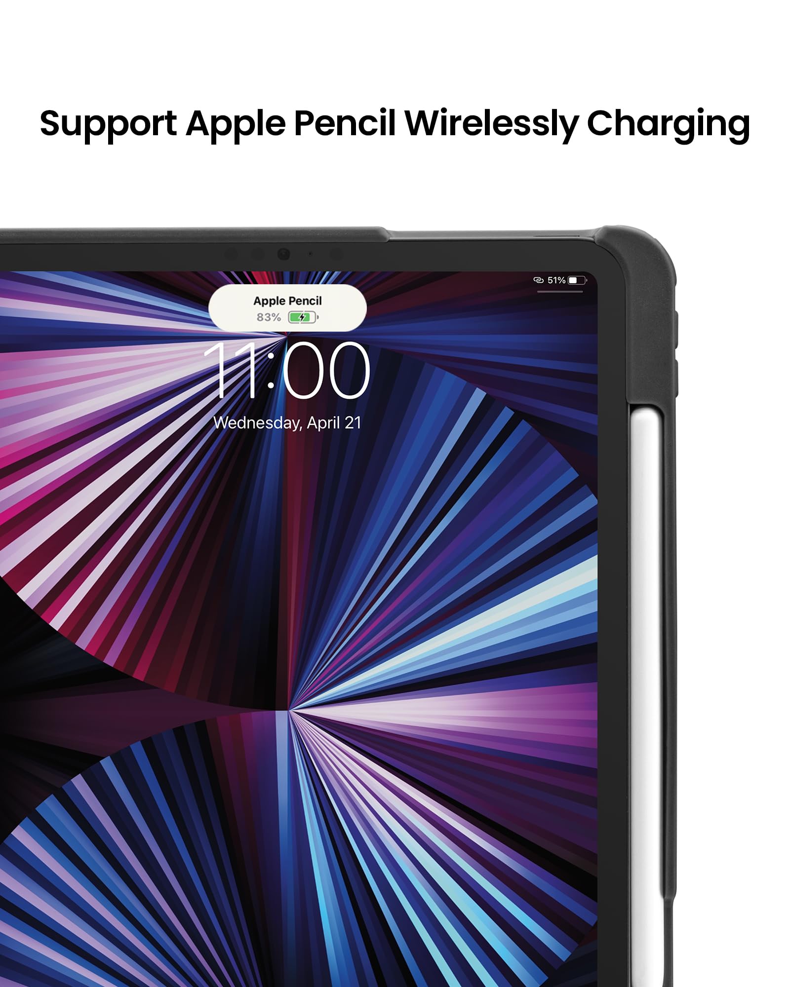 tomtoc Vertical Protective Case for iPad Pro 11-inch (4th/3rd Gen 2021-2022) - Slim Anti-Bend Cover with Magnetic Stand (3 Viewing Modes) & Wireless Apple Pencil Charging - Perfect for Work, Travel & Home Use - Black