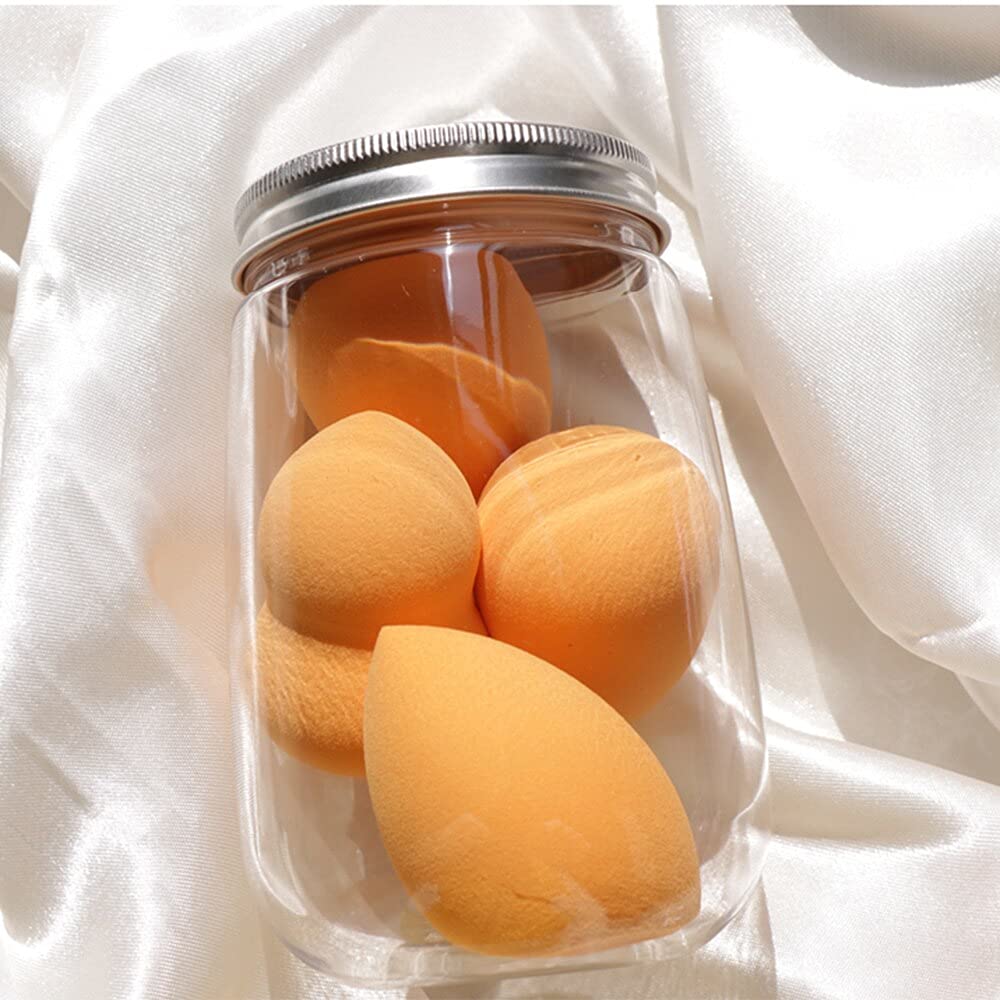 ENIVO 4-Piece Makeup Sponge Set with Storage Jar - Soft Blending Sponge for Foundation, Powder & Concealer - Beauty Tools & Accessories for Women (Multicolor) - Perfect for Travel, Home & Professional Makeup Application