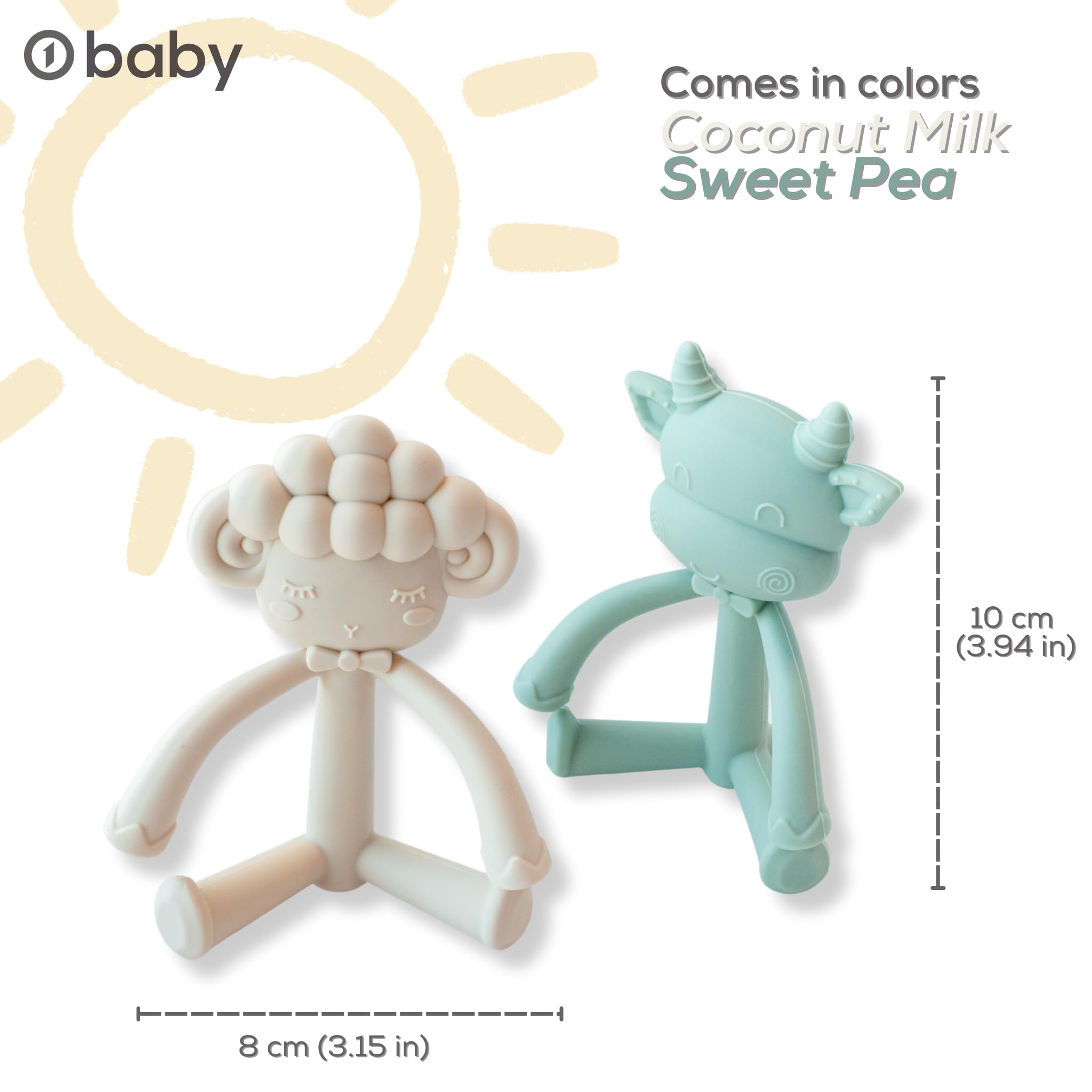 2 Pack Baby Teething Toys for Infants - Soft Food Grade Silicone Teether Set with Lamb & Cow Designs | Safe Chew Toys for Soothing Sore Gums | Perfect for Home, Travel & Daycare Use