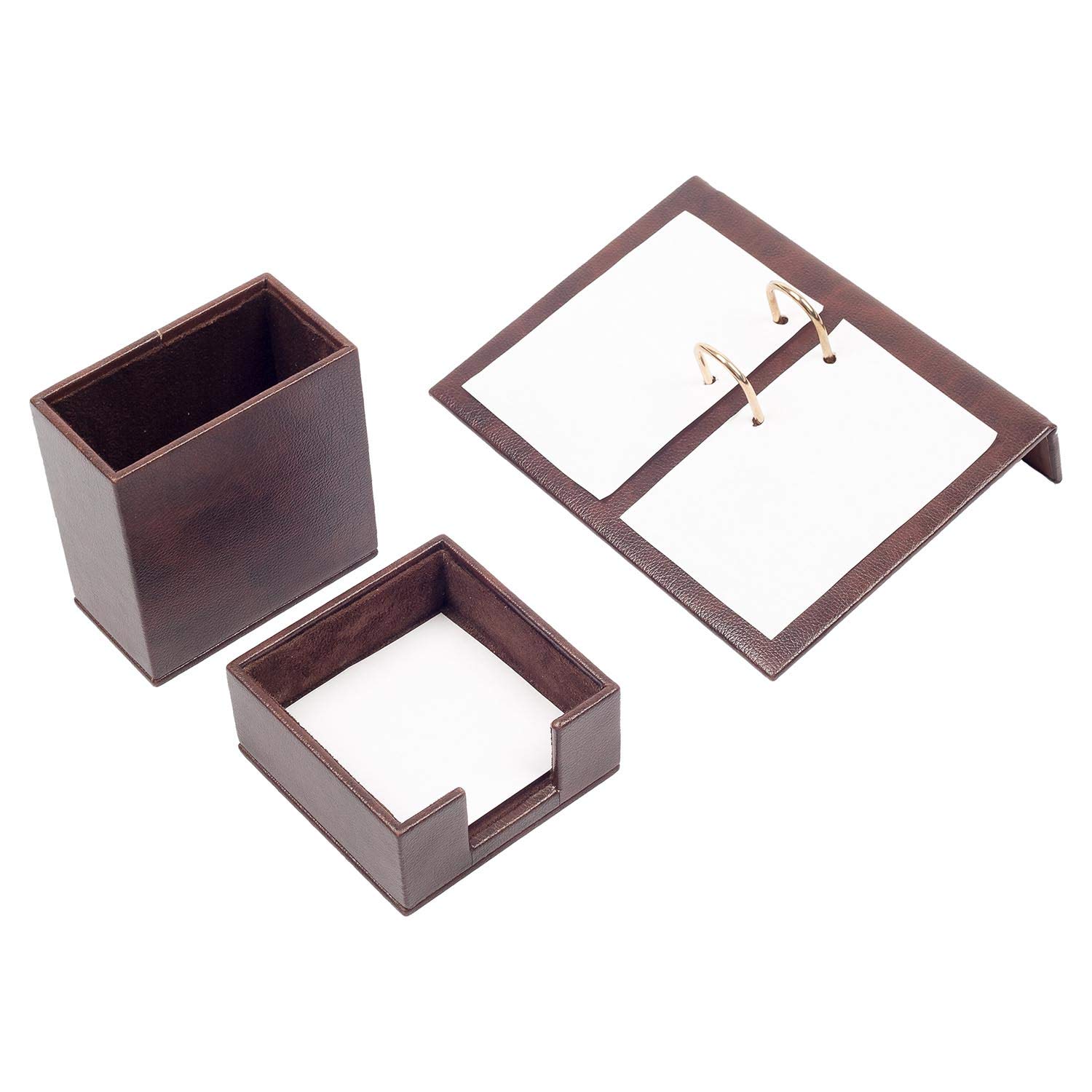 Premium 10-Piece Leather Desk Organizer Set - Bonded Leather Document Tray & Office Accessories for Professional Workspace (Brown) - Perfect for Home Office, Executive Desk & Corporate Gifts