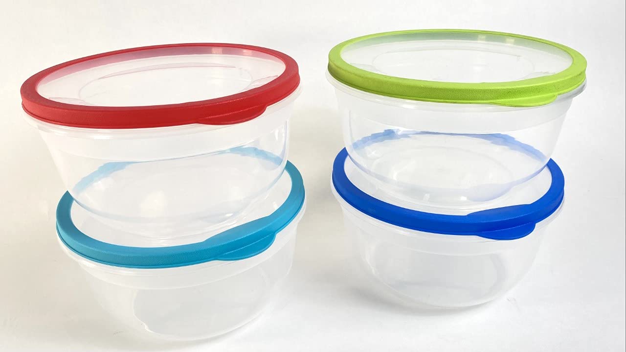 Airtight Food Storage Containers with Rubber-Sealed Lids - 7 Inch Round 1.9 Quart (4 Pack) - Perfect for Meal Prep, Leftovers & Pantry Organization