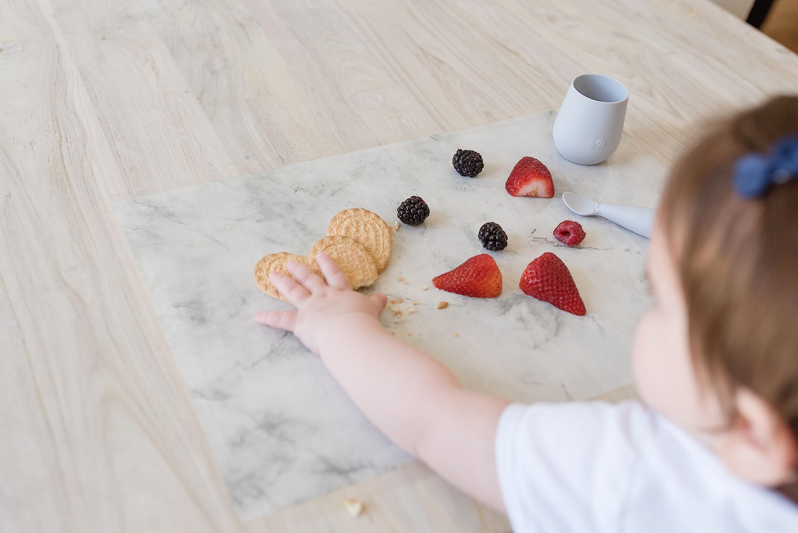 Eco-Friendly Disposable Baby Placemats 40 Pack - Biodegradable Stick-On Table Mats for Toddlers, Restaurants & Travel - 12x18 Inch Marble Print - Perfect for Dining Out, Picnics & Mess-Free Meals