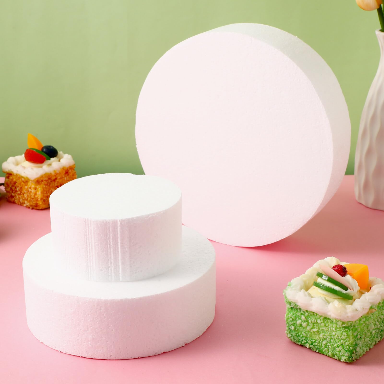 Ciieeo 3-Pack Foam Cake Dummies Circles for Wedding & Birthday Cake Decorating - Perfect for Bakeries, DIY Cake Design, and Professional Pastry Chefs