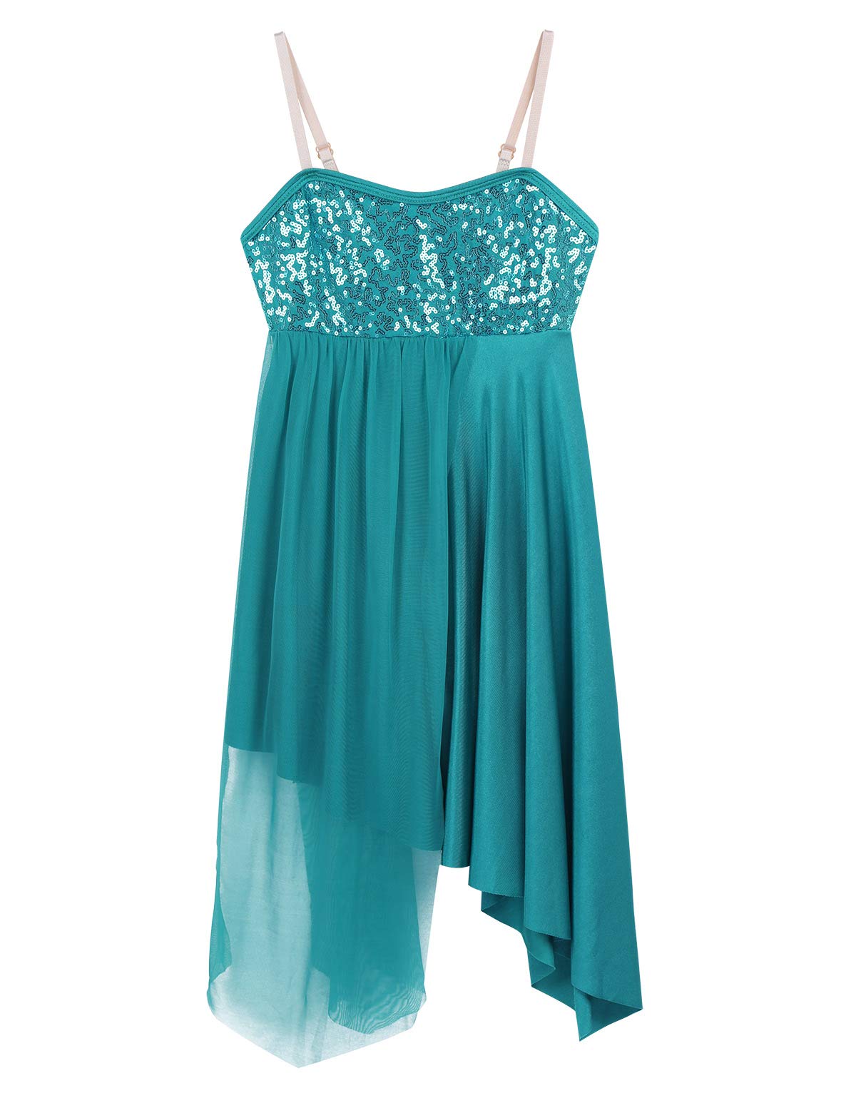 iiniim Girls' Sparkly Sequined Dance Dress for Kids - Latin, Jazz, Modern & Lyrical Dance Costume - Perfect for Performances, Recitals & Competitions