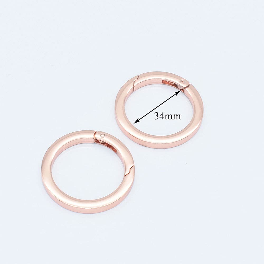 34mm Bronze Spring Gate Rings - 4 PCS Flat Large O Rings for Keychains, Purses & Handbags Hardware | Durable Snap Hooks for DIY Crafts, Jewelry Making & Accessories