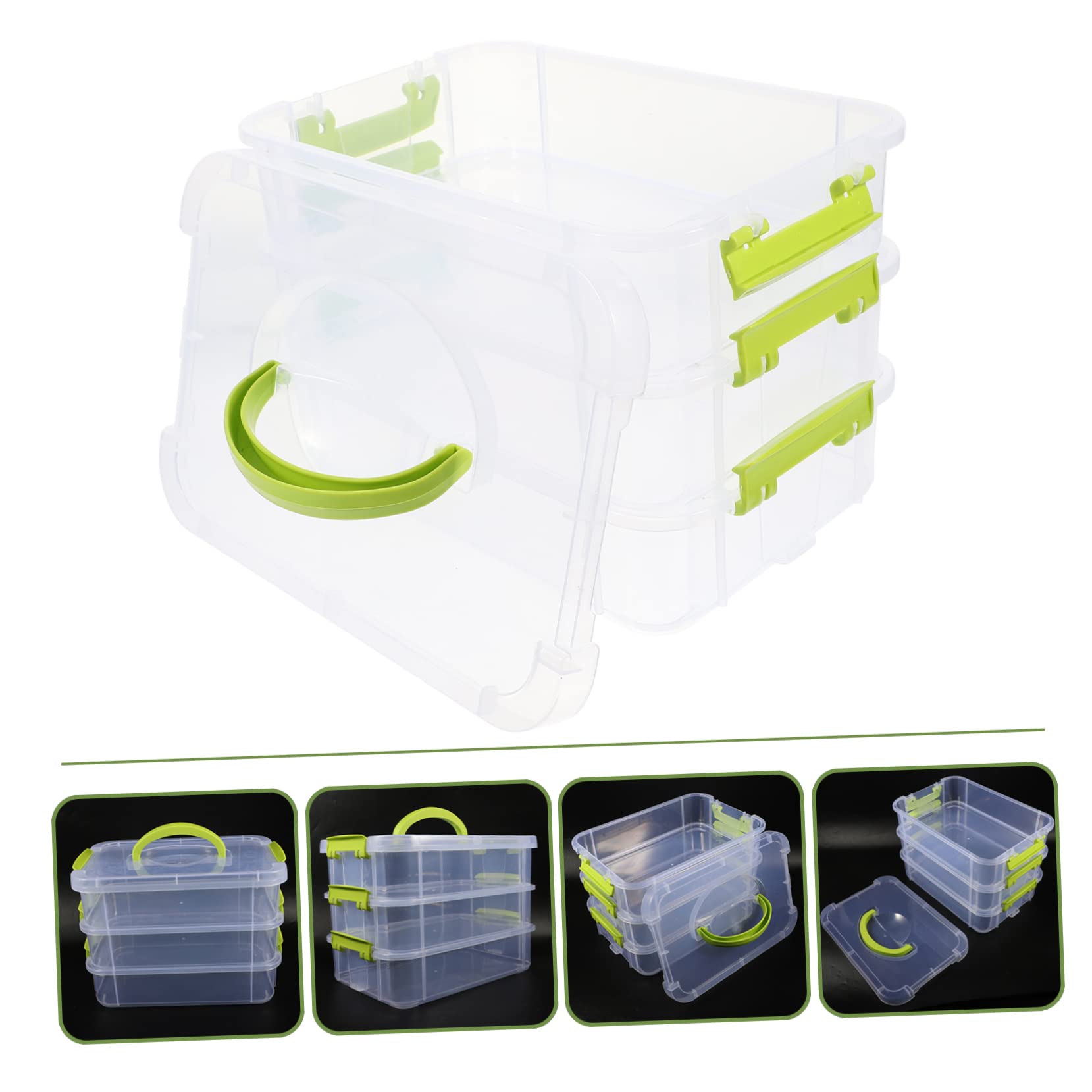 STOBAZA Clear Plastic Stackable Craft Storage Containers with Lids - Organize Beads, Jewelry, Puzzles, Office & Art Supplies - Perfect for DIY Crafts, Home Organization & Pet Accessories Storage