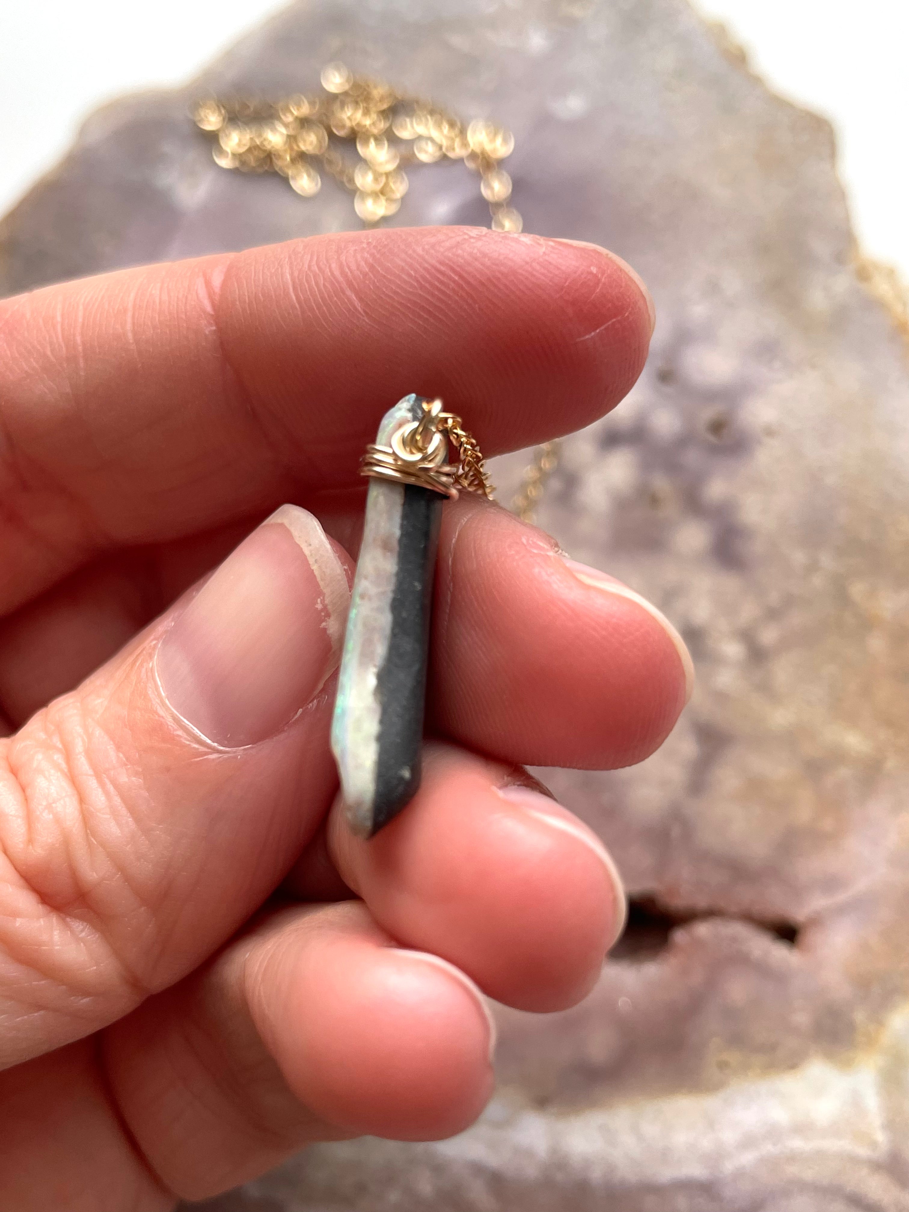 Australian Opal Doublet Pendant Necklace - 14K Gold Filled Women's Jewelry for Gift, Wedding & Special Occasions