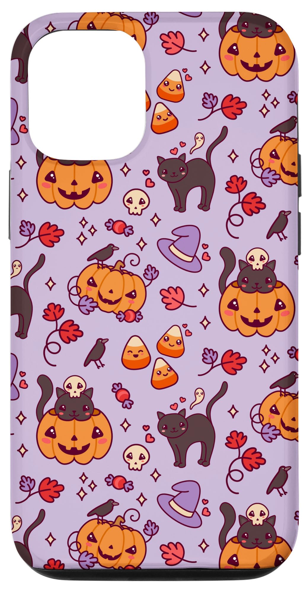 Cute Halloween Black Cat Jack-O-Lantern Pumpkin Case for iPhone 12/12 Pro - Fall Themed Protective Phone Cover for Autumn Parties, Trick or Treating & Seasonal Decorations