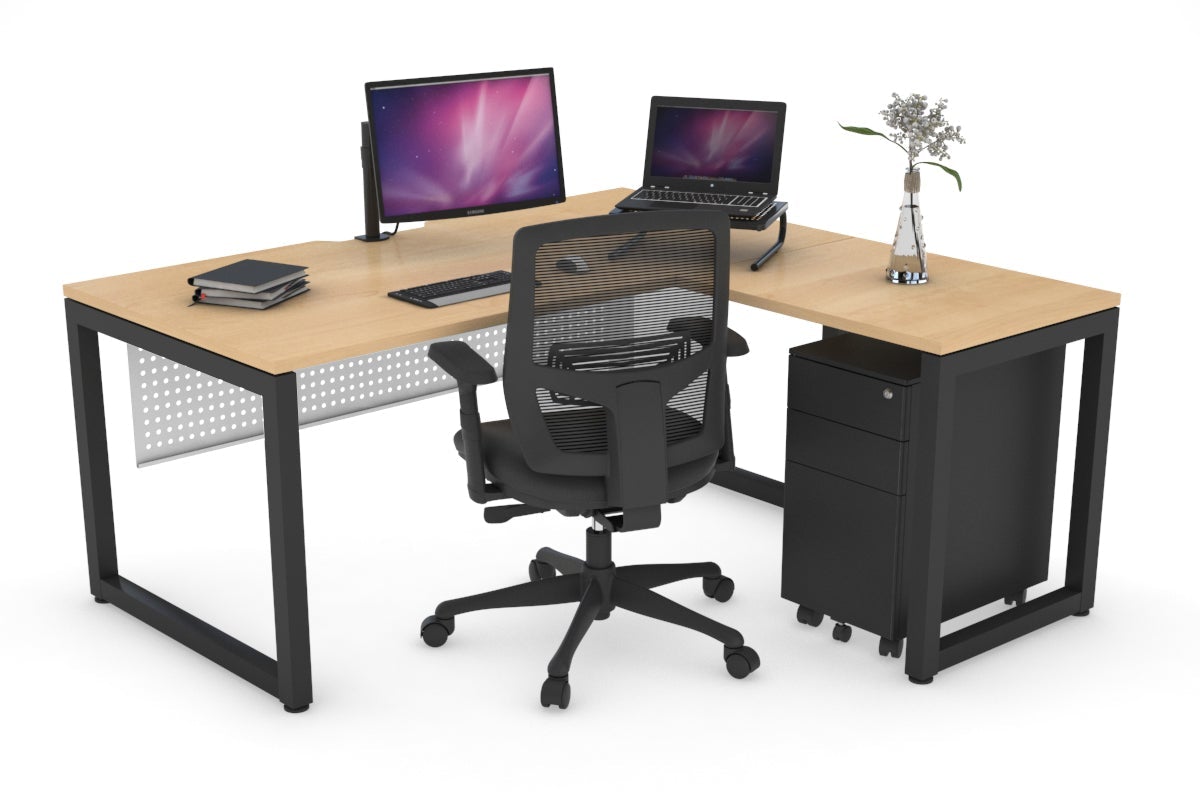 L-Shaped Corner Office Desk with Quadro Loop Legs - 55