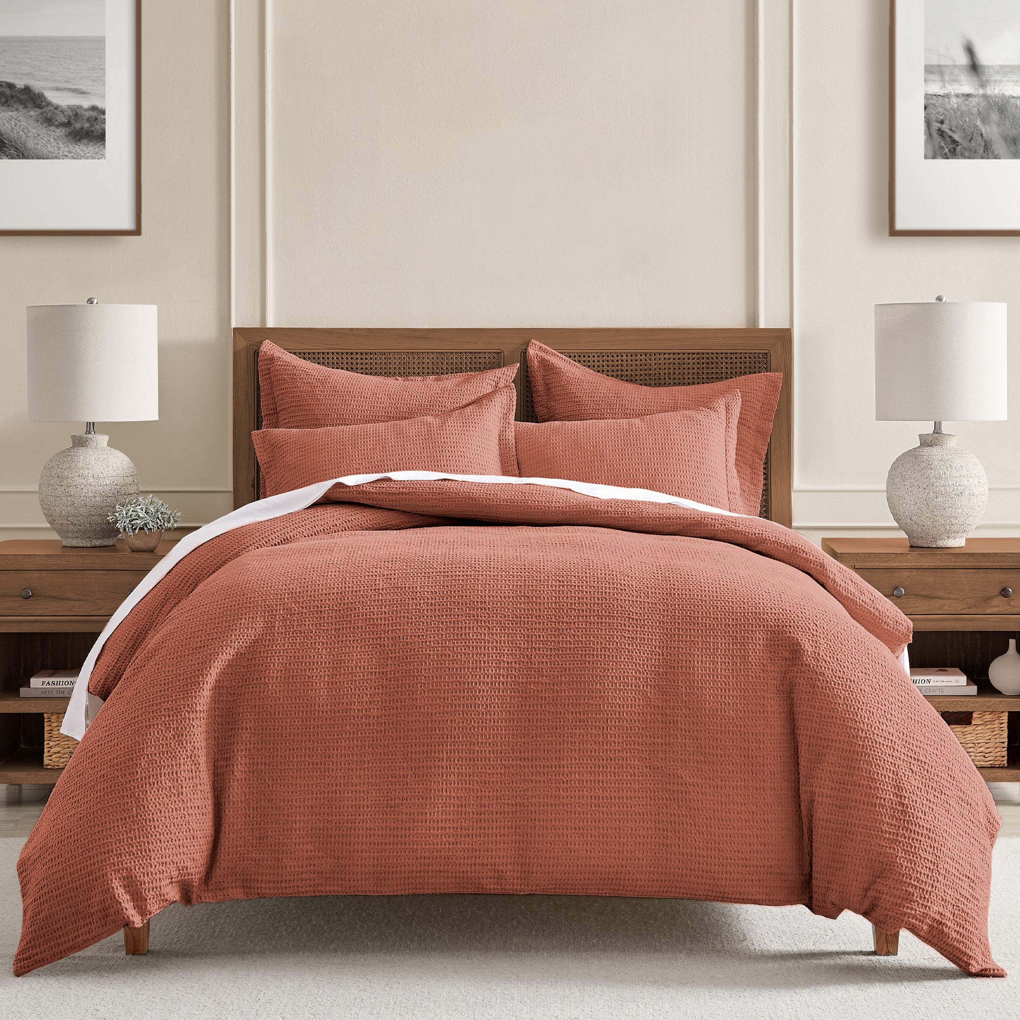 Premium Cloud Waffle Duvet Cover Set - Soft & Breathable Bedding - Queen/King Size - Luxury Textured Bedding for Cozy Sleep & Hotel-Style Comfort
