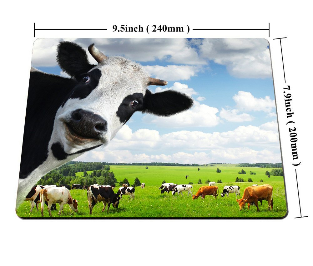 Smooffly Cow Print Gaming Mouse Pad - Large Non-Slip Rubber Base with Pasture Meadow Design for PC, Laptop, Office & Home Use