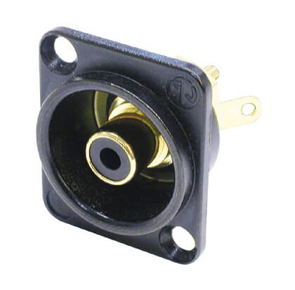 Neutrik NF2D B-0 Black Chrome Phono Socket - High-Quality Audio Connector for Professional DJ Equipment & Home Stereo Systems
