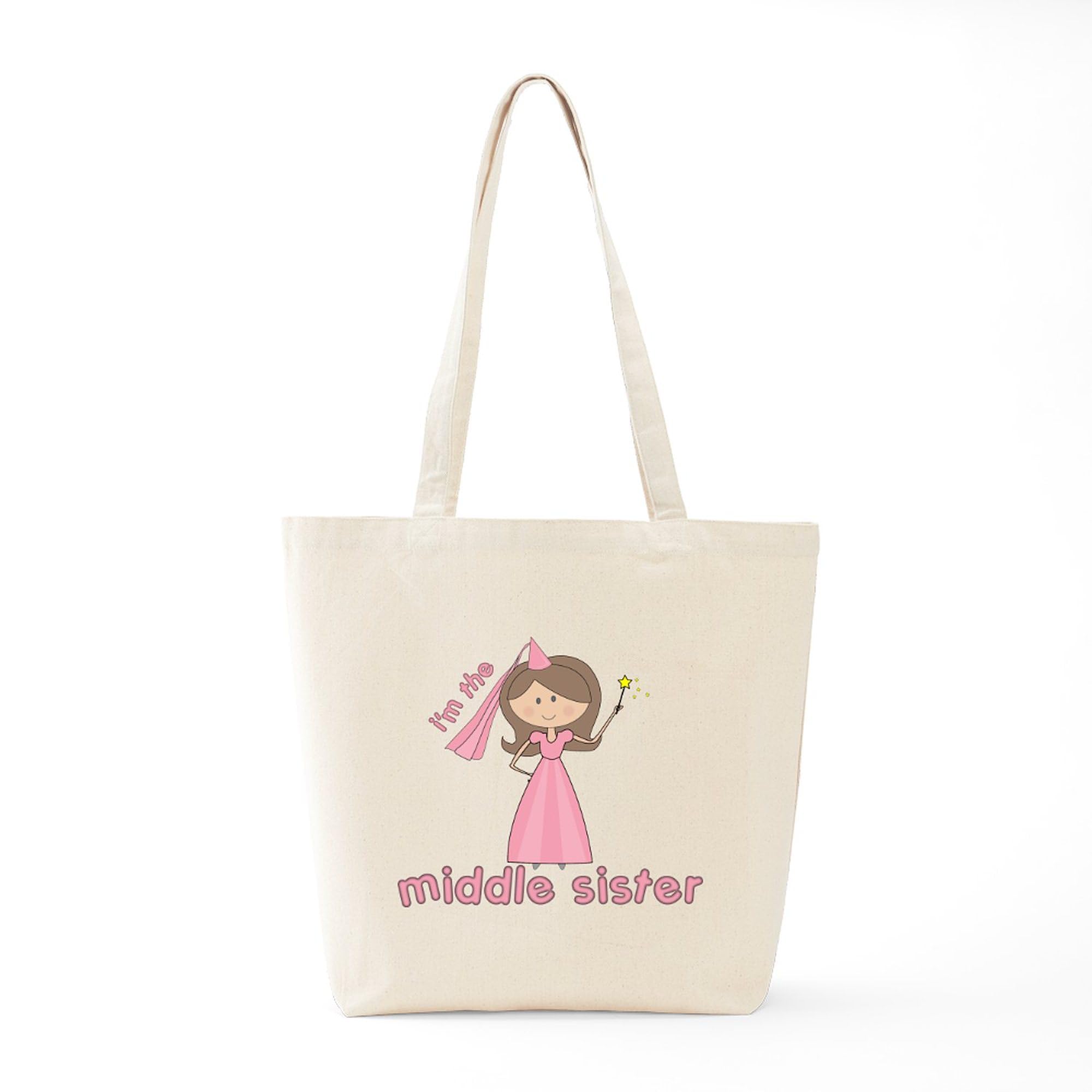 I'm The Middle Sister Tote Bag - Natural Canvas Reusable Shopping Bag for Women | Eco-Friendly Grocery Tote, Perfect for School, Work & Beach Day