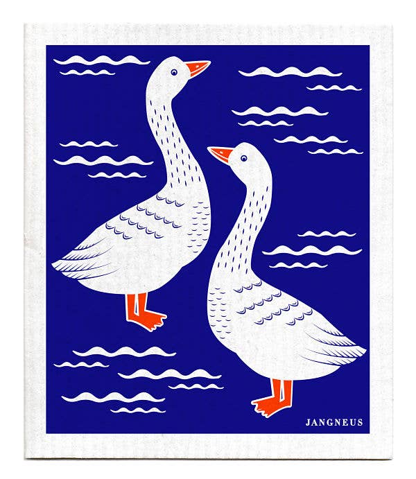 Eco-Friendly Blue Geese Swedish Dishcloth - Reusable, Absorbent & Biodegradable Kitchen Cloth for Cleaning, Wiping & Dishwashing - Perfect for Home, Office & Camping Use