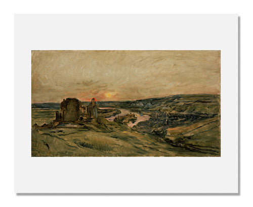 Charles François Daubigny 'Château Gaillard at Sunset' Fine Art Print - Famous French Landscape Painting Reproduction for Home & Office Decor