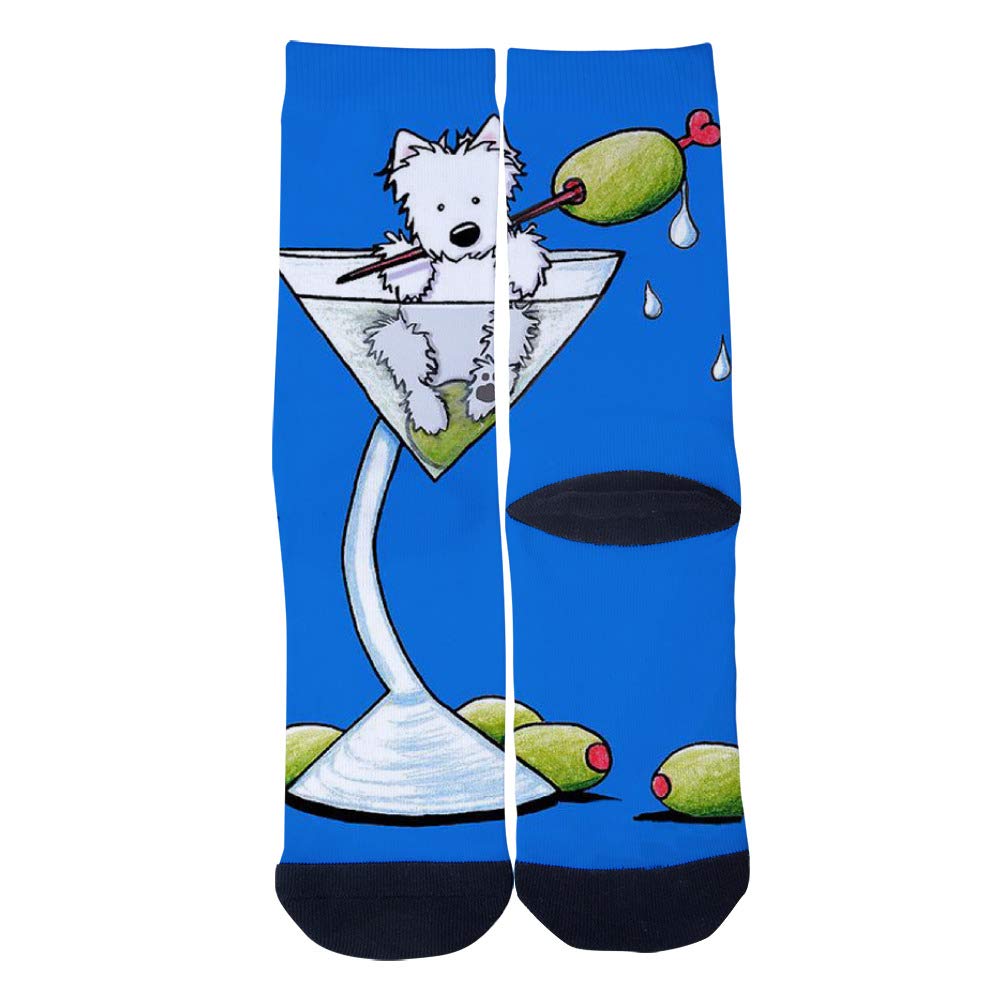 Custom Olive Martini Drawing Crew Socks for Men & Women - Fun Casual Novelty Socks - Perfect for Cocktail Parties, Gifts & Unique Fashion Statements