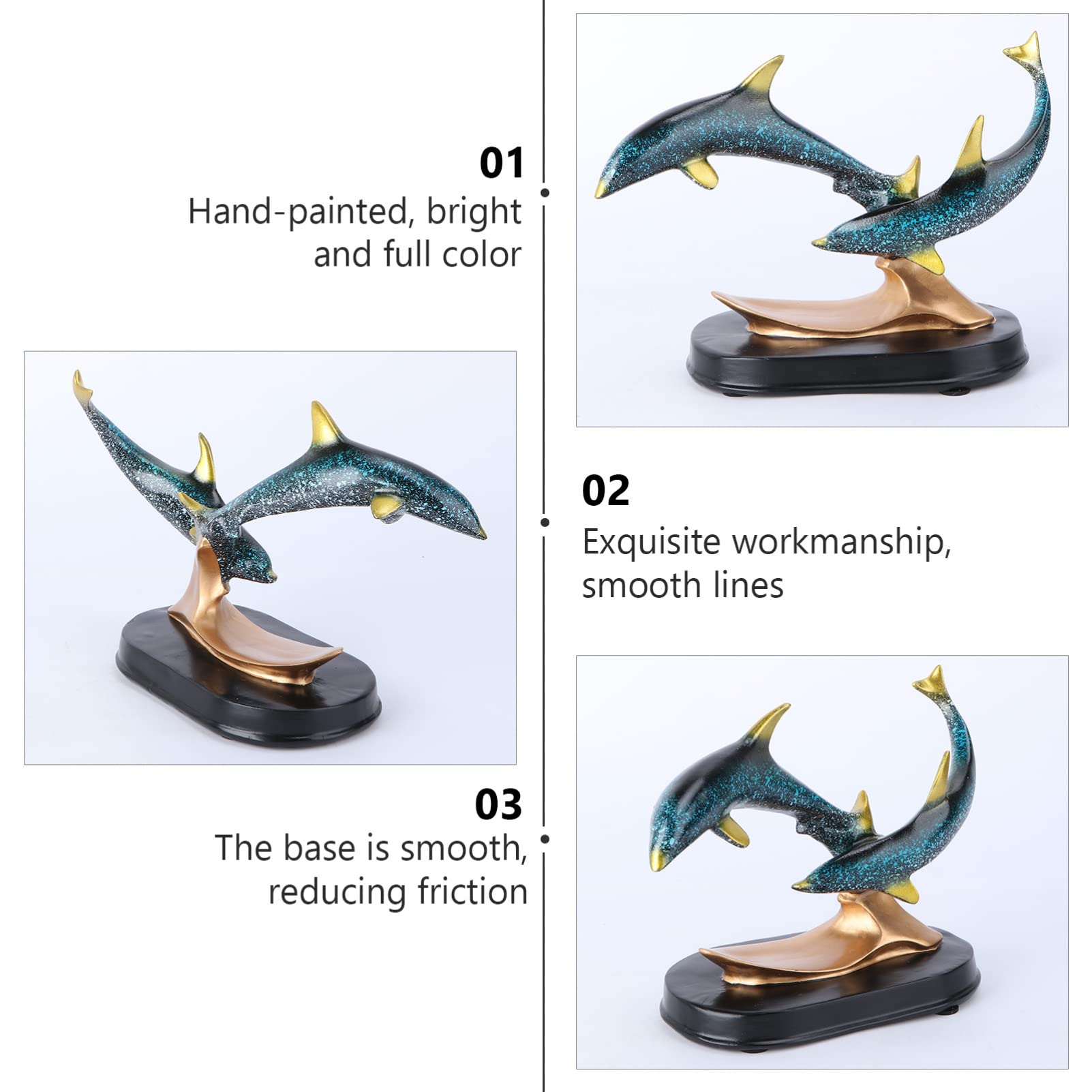 Dolphin Resin Tabletop Ornament - Handcrafted Home & Office Decor for Desktop, Shelf, or Bookshelf - Perfect for Beach House, Coastal Theme, or Ocean Lover's Gift