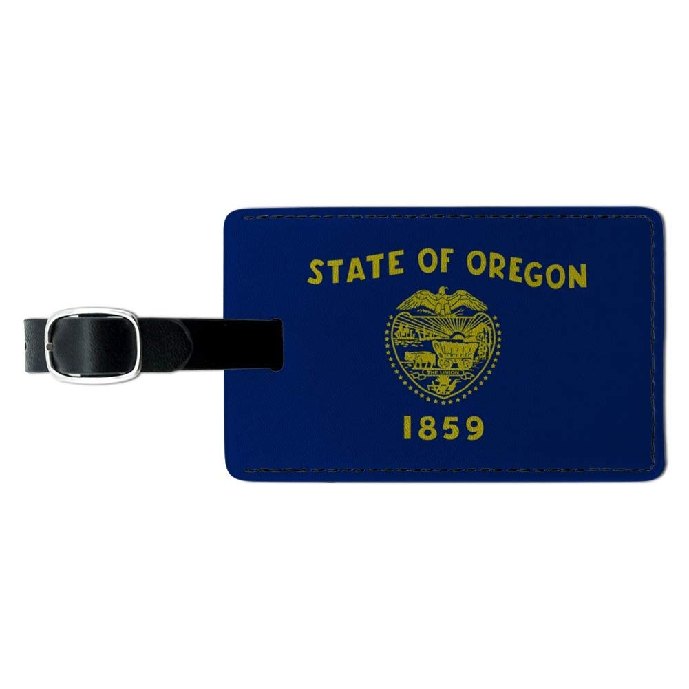 Oregon State Flag Leather Luggage Tag - Personalized Rectangle ID Card Holder for Suitcases, Carry-On Bags & Travel Accessories - Perfect for Travel Identification and Gift Giving