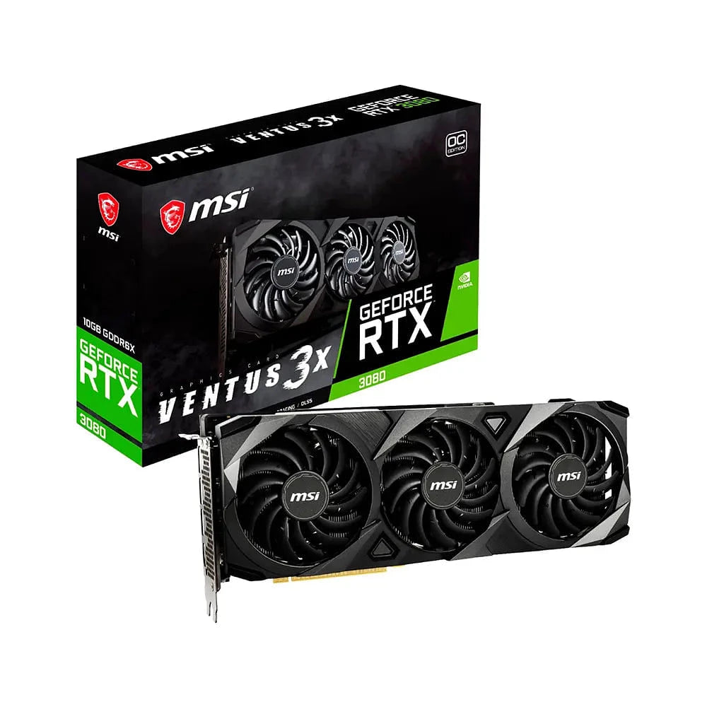 MSI NVIDIA GeForce RTX 3080 Ventus 3X 10GB GDDR6X OC LHR Graphics Card - Gaming, VR & 4K Video Editing PC Builds