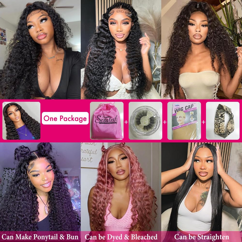 Deep Wave Lace Front Wigs Human Hair 4x4 HD Transparent Lace Closure - Glueless 180% Density Pre Plucked with Baby Hair for Black Women (26 Inch) - Perfect for Daily Wear, Special Occasions & Protective Styling