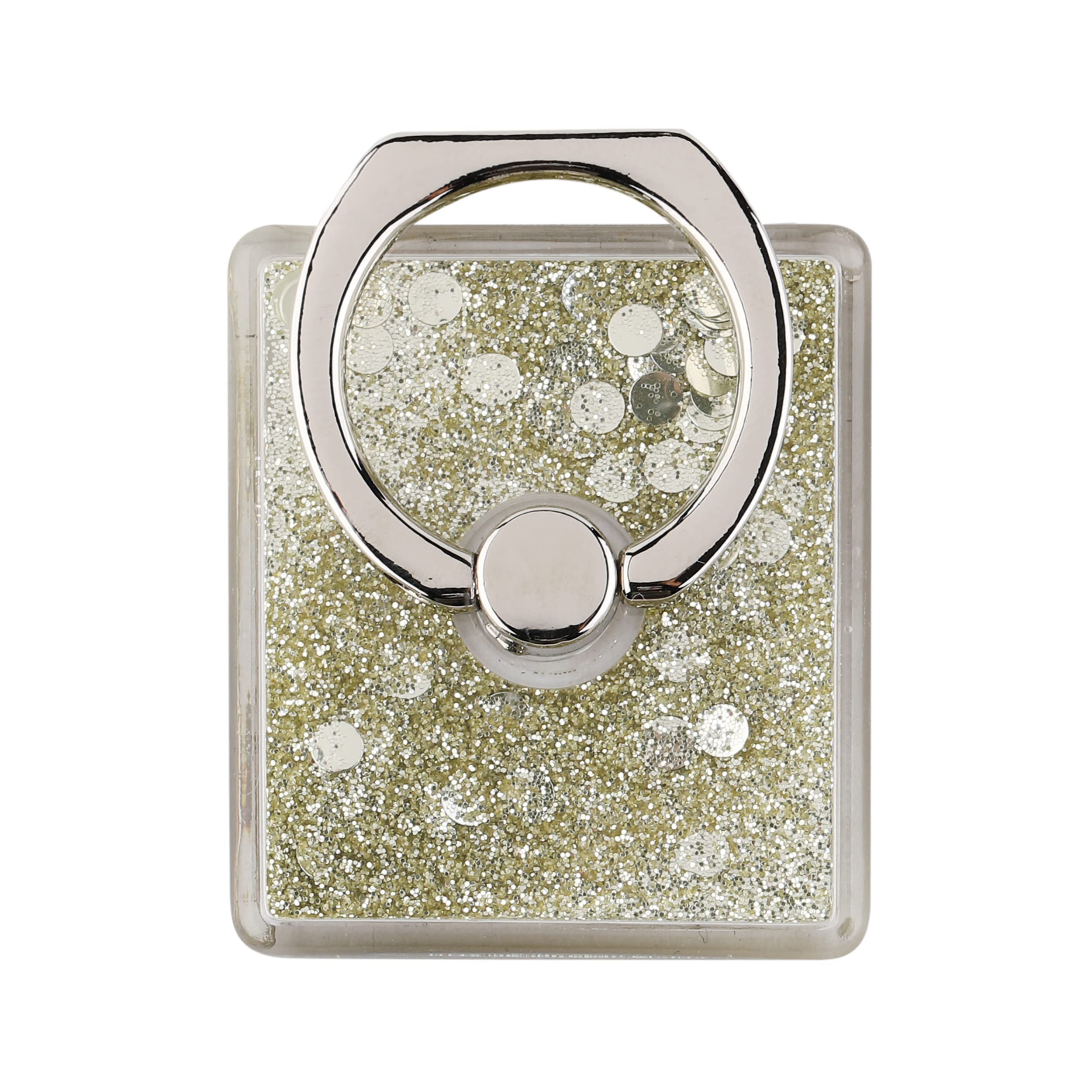 360° Rotating Phone Ring Holder for iPhone & Android - Secure Grip & Stand - Glitter Silver for Daily Use